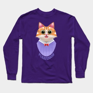 Purrfessor teacher kitty pun Long Sleeve T-Shirt